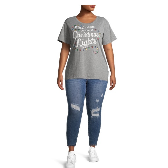 Women's Plus Size Festive Short Sleeve Crewneck T-Shirt - Picture 5 of 5